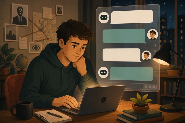 Ilustrație a unei conversații cu un chatbot AI care validează în loc să conteste convingerile utilizatorului