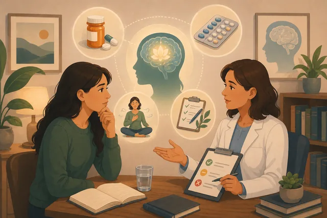 Illustration representing informed decision-making about anxiety medication options