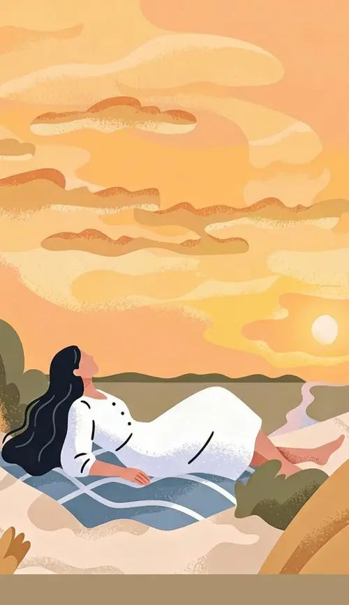 Parent-like figure standing in a rainy forest scene